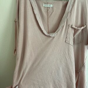 We The Free Tan Asymmetrical 3/4 Sleeve T-Shirt